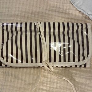 henri bendel Brown and Cream Striped Travel Pouch VINTAGE NWT
